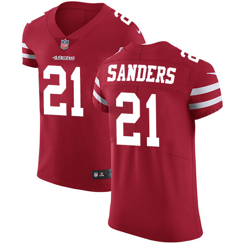 Nike 49ers #21 Deion Sanders Red Team Color Men's Stitched NFL Vapor Untouchable Elite Jersey - Click Image to Close